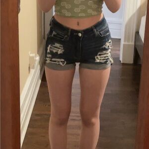 American Eagle Outfitters Blue Jean Shorts Distressed Cutoff